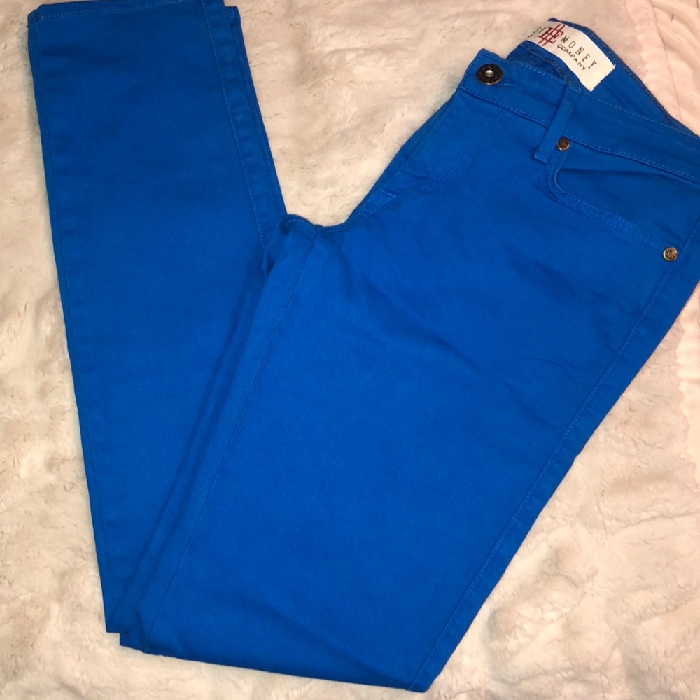 Pop of color! Electric blue skinny jeans